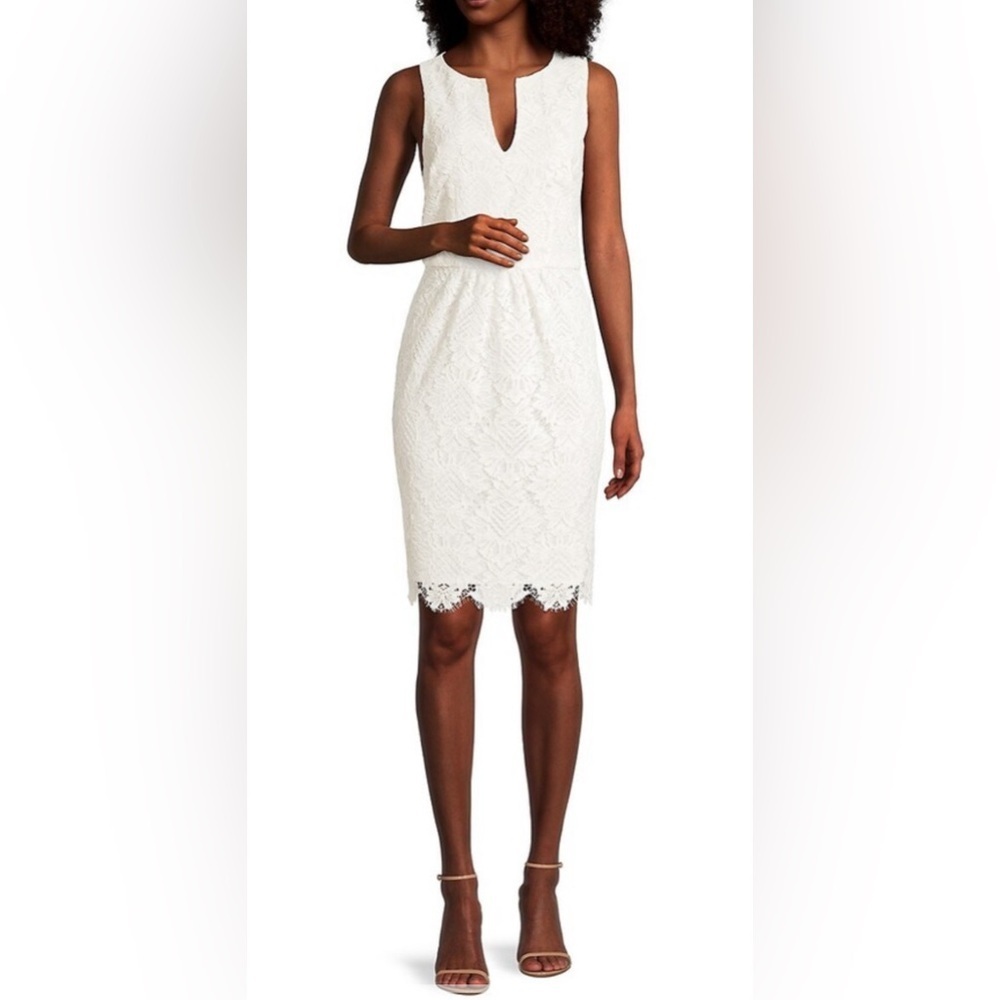 Trina Turk Kahnie White Floral Lace Sheath Dress Women’s Size 10 New With Tags
